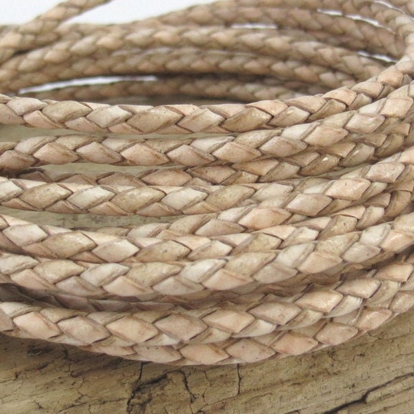 3mm Braided Leather Cord, 1 Yard Braided Leather Cord, Bolo Cord, Leather Necklace Cord, Jewelry Supplies, Item 915ct