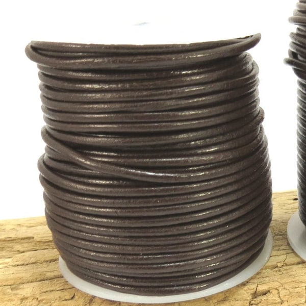 2mm Brown Leather Cord, 25 Yard Spool Leather Cord, Leather Necklace Cord, Beading Supplies, Jewelry Supplies, Item 726c