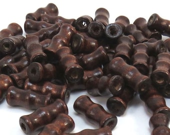 16x7mm Dark Brown Wood Beads, 250 Bamboo Shape Wood Beads, Item 357wb