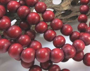 Cuentas de madera roja de 8 mm, dos (2) hebras de 16 pulgadas, cuentas de madera de arándano rojo de 8 mm, cuentas rojas de 8 mm, suministros de cuentas, suministros de joyería, artículo 1032wb