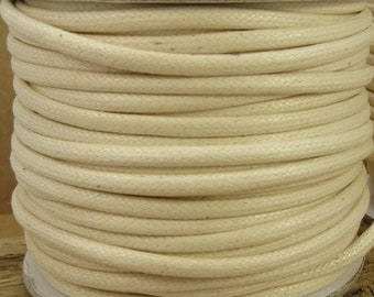 3mm Ivory Cotton Cord, (5) Five Yards Waxed Cotton Cord, Cotton Necklace Cord, Jewelry Supplies,Beading Supplies, Item 709ct