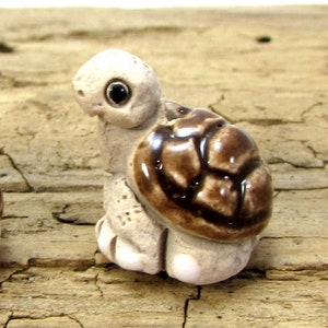 Turtle Beads, Two (2) 16x14mm Hand-Painted Glazed Ceramic Turtle Beads, Multicolored Glazed Turtle Beads, Brown Turtle Beads, Item 1400gss