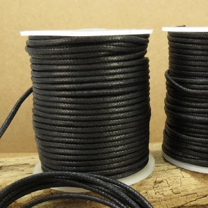 2mm Black Waxed Cotton Cord, 25 Yards, Item 713c