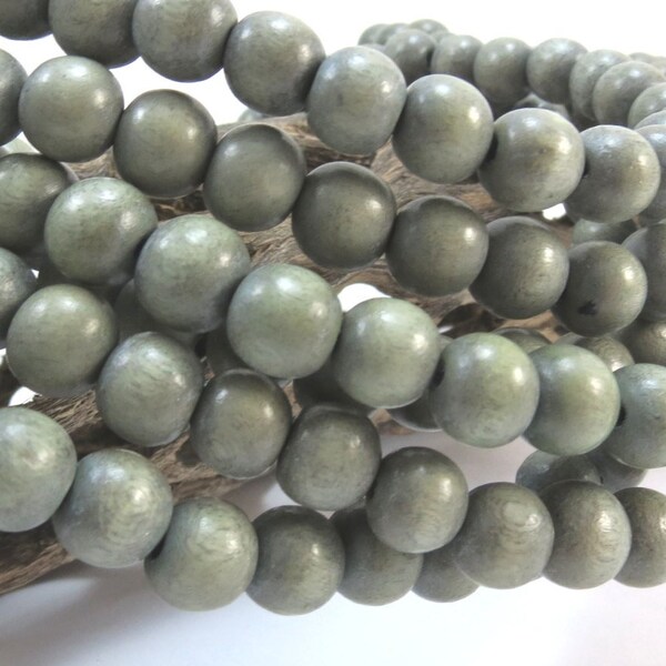 8mm Light Grey Wood Beads, Two (2) 16" inch Strands, Gray Wood Beads, Beading Supplies, Jewelry Supplies, Item 1031wb