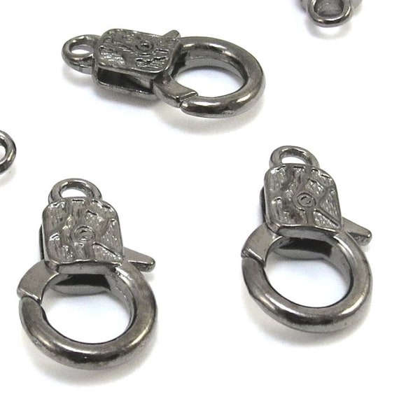 Lobster Clasps, Eight (8) Gunmetal Black Lobster Clasps, Jewelry Supplies, Necklace Supplies, Item 366m