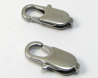 Lobster Clasps, Two (2) Stainless Steel 18x7mm Lobster Clasps, Item 1817m