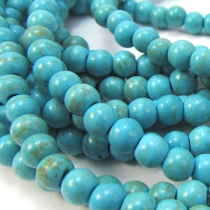 4mm Magnesite Beads, 15 inch Strand, 4mm Blue Beads, Beading Supplies, Jewelry Supplies, Item 1271gsm image 1
