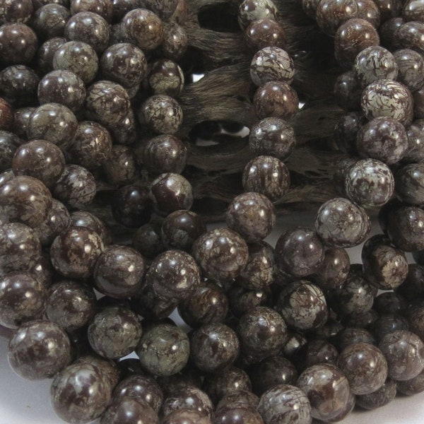 6mm Brown Snowflake Jasper Beads, Natural Jasper Beads, 16" inch Strand, Jewelry Supplies, Beading Supplies, Item 1009pm