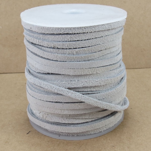 Grey Suede Leather Cord, 3-4mm Lace Cord, Four (4) Yards Suede Lace Cord, Leather Cord, Beading Supplies, Jewelry Supplies, Item 616ct