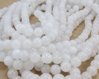 8mm Snow Quartz Beads, Natural White Quartz, 16" inch Strand, Item 590pm