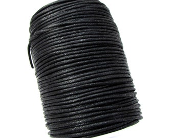 2mm Black Waxed Cotton Cord, 100 Meter Spool Black Cord, Cotton Necklace Cord, Jewelry Supplies, Beading Supplies, Item 2548c