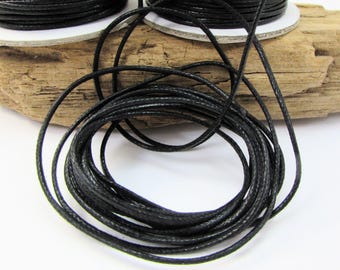 1 mm zwart gewaxt katoenen koord, 25 meter spoel, artikel 2604c