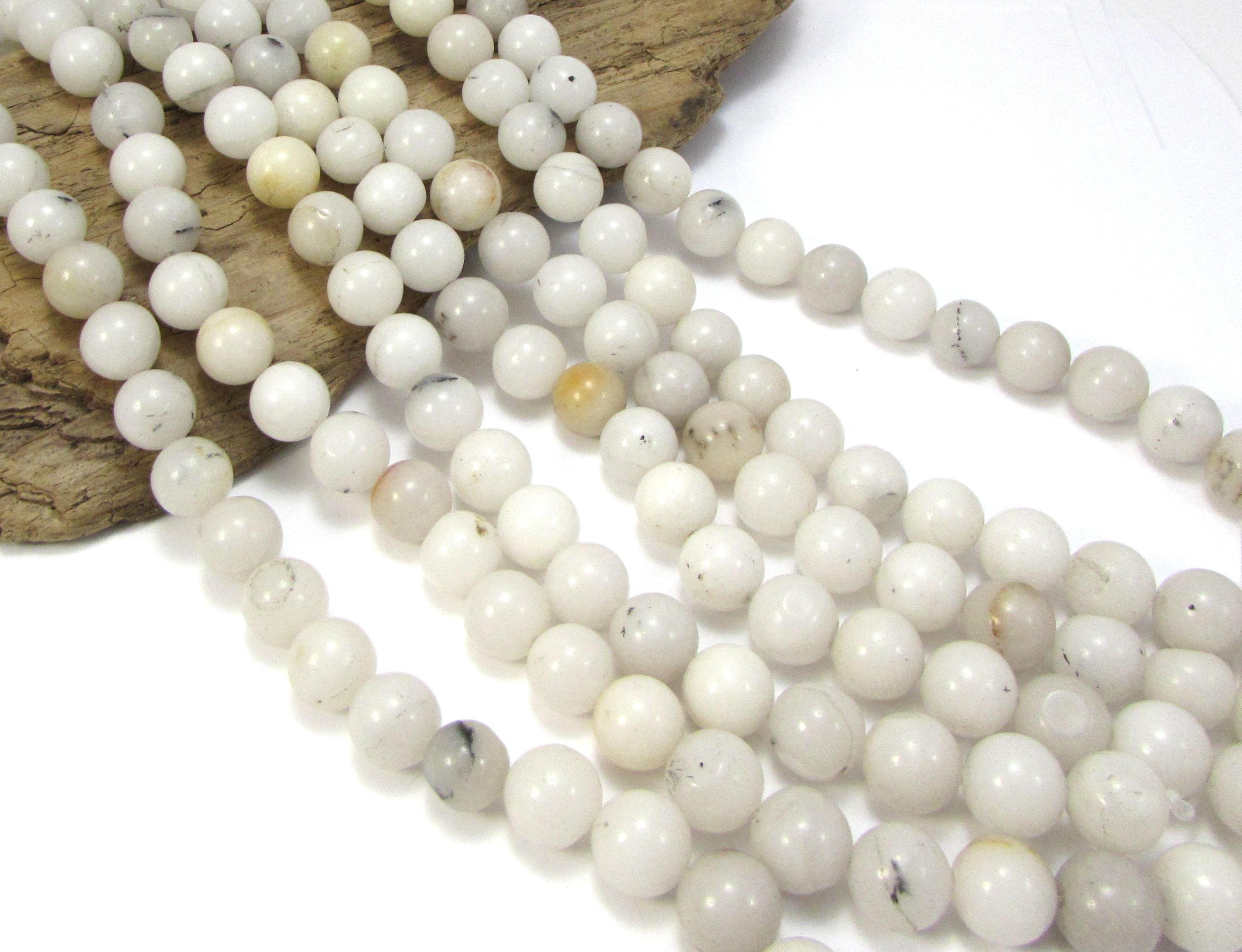 12mm Snow Quartz Beads, Natural Milky White Snow Quartz
