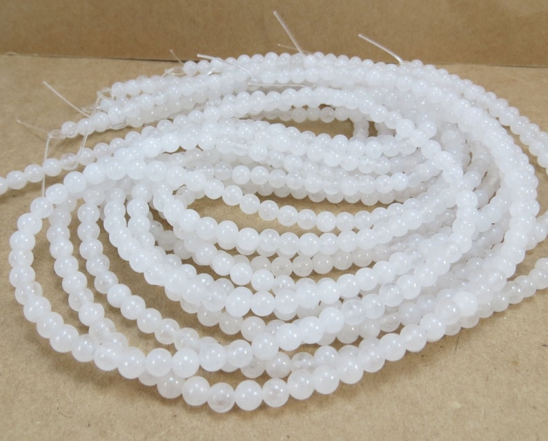 4mm Snow Quartz Beads, Natural White Snow Quartz Beads, 16 inch Strand, 4mm White Beads, Beading Supplies, Item 630pm image 1