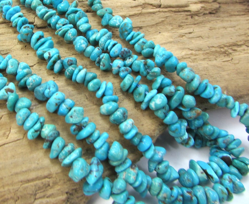 Turquoise Beads, 16 inch Strand, Blue Turquoise Nugget Beads, Jewelry Supplies, Beading Supplies, Item 175gss image 2