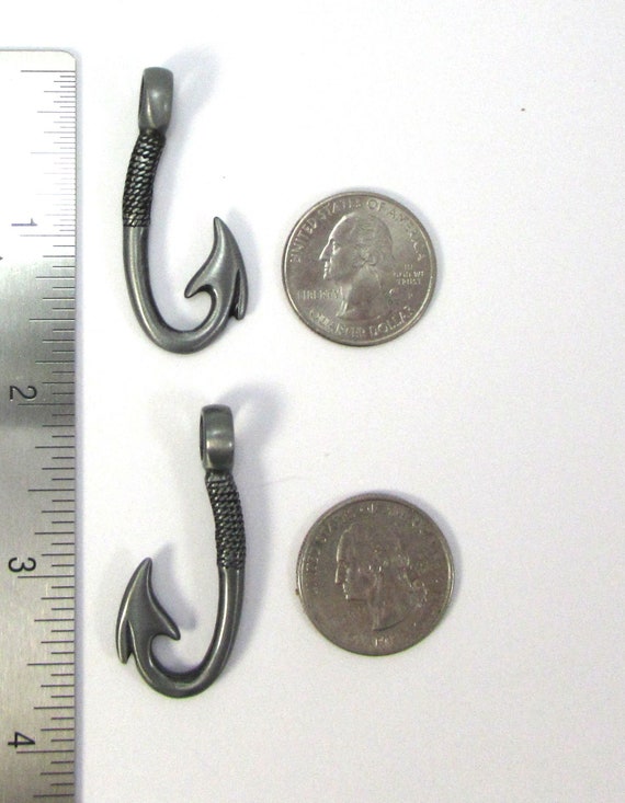 Hook Pendant Necklace, 44x18mm Double Sided Hook Pendant, Custom