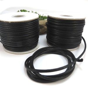 Black Cotton Cord, 3mm Waxed Cotton Cord, 5 Yards Black Cord, 15 feet Cotton Necklace Cord, Item 634ct