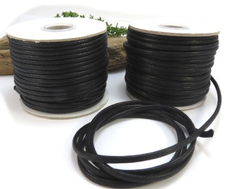 Black Cotton Cord, 3mm Waxed Cotton Cord, 5 Yards Black Cord, 15 feet Cotton Necklace Cord, Item 634ct