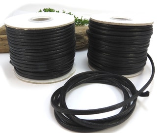 Black Waxed Cotton Cord, 3mm, 5 Yards, Item 634ct