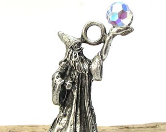 Wizard Pendant, 34x21mm Wizard With Crystal Ball, Item 149p - Etsy