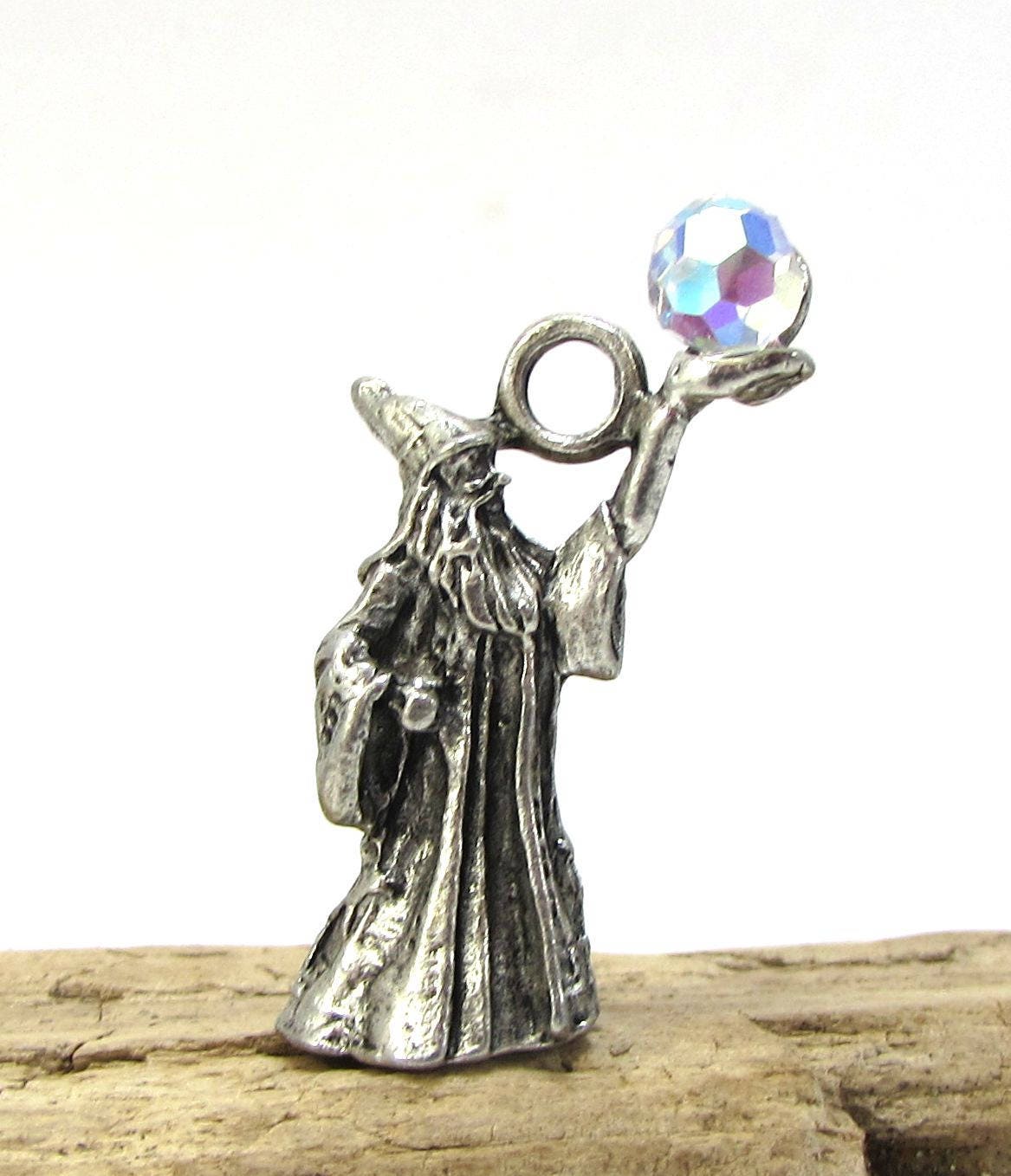 Wizard Pendant, 34x21mm Wizard With Crystal Ball, Item 149p - Etsy
