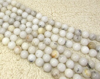 12mm Snow Quartz Beads, Natural Milky White Snow Quartz
