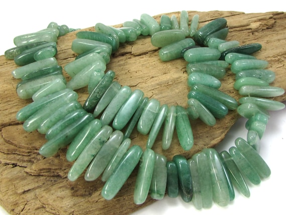 Green Aventurine Beads, 5x14 to 8x22mm Natural Beads, 15" inch Strand, Item 2135gs
