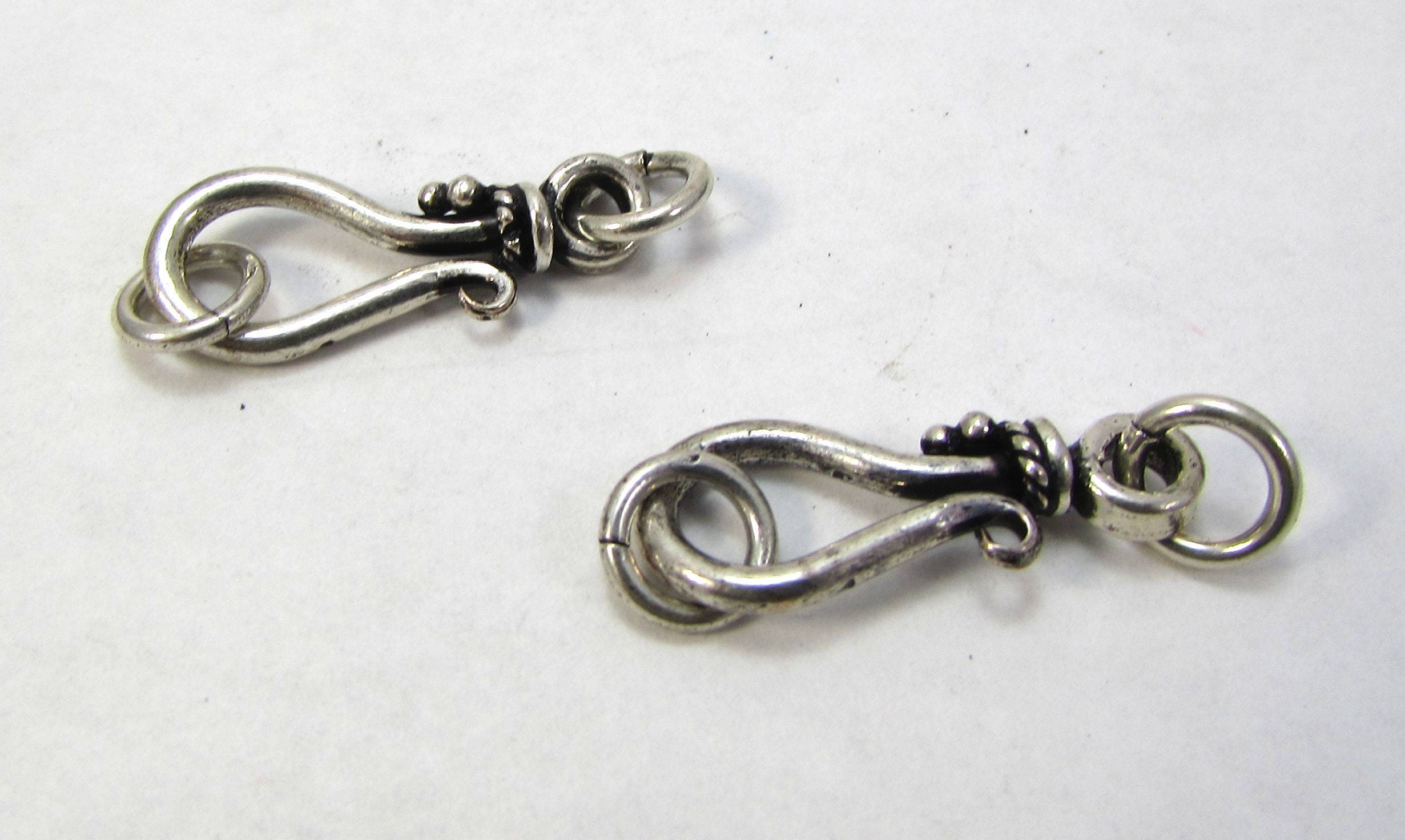 Hook and Eye Clasps, 17x9mm With Rope Design Clasp, Four (4) Antiqued ...