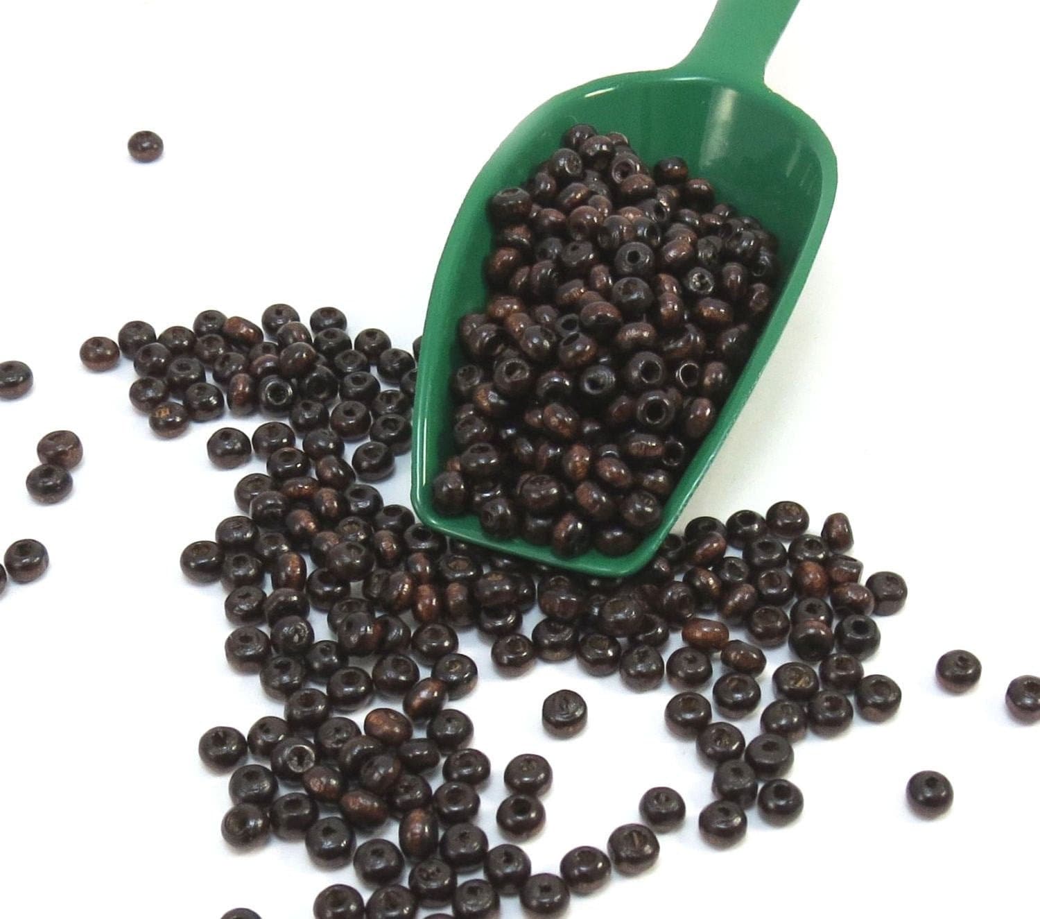 4 x 3 mm ダークブラウンウッドビーズ、500 個のブラウンウッドビーズ