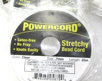 Powercord®, 0.7mm Stretchy Bead Cord, Clear 7 Pound Test Cord, 25-Meter Spool, Item 2194w