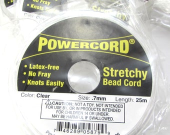 Powercord®, 0.7mm Stretchy Bead Cord, 7 Pound Test Cord, Clear Cord, 25-Meter Spool, Beading Supplies, Item 2194w