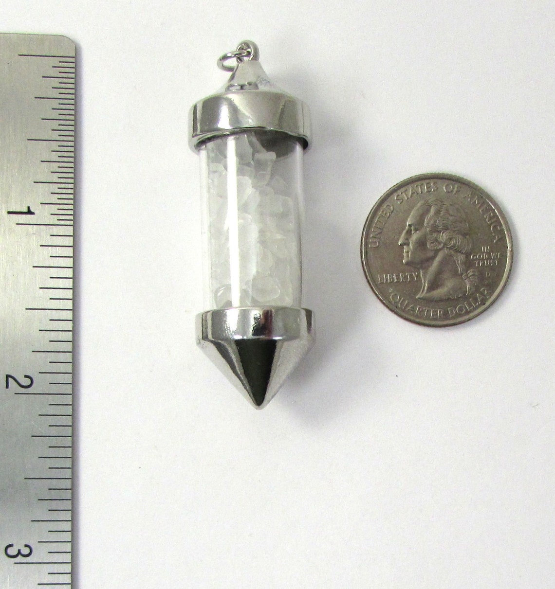 Quartz Crystal Vial Pendant 53x18mm Pendulum Shape Glass Etsy