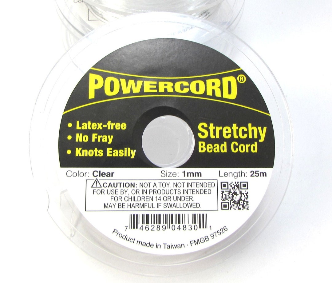 Powercord®, 1mm Stretchy Bead Cord, 14pound Test Cord, Clear Cord, 25