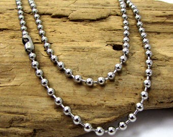 Ketting met kogelketting, roestvrijstalen kogelketting van 3,2 mm, kettingen op aangepaste lengte, artikel 1584ch