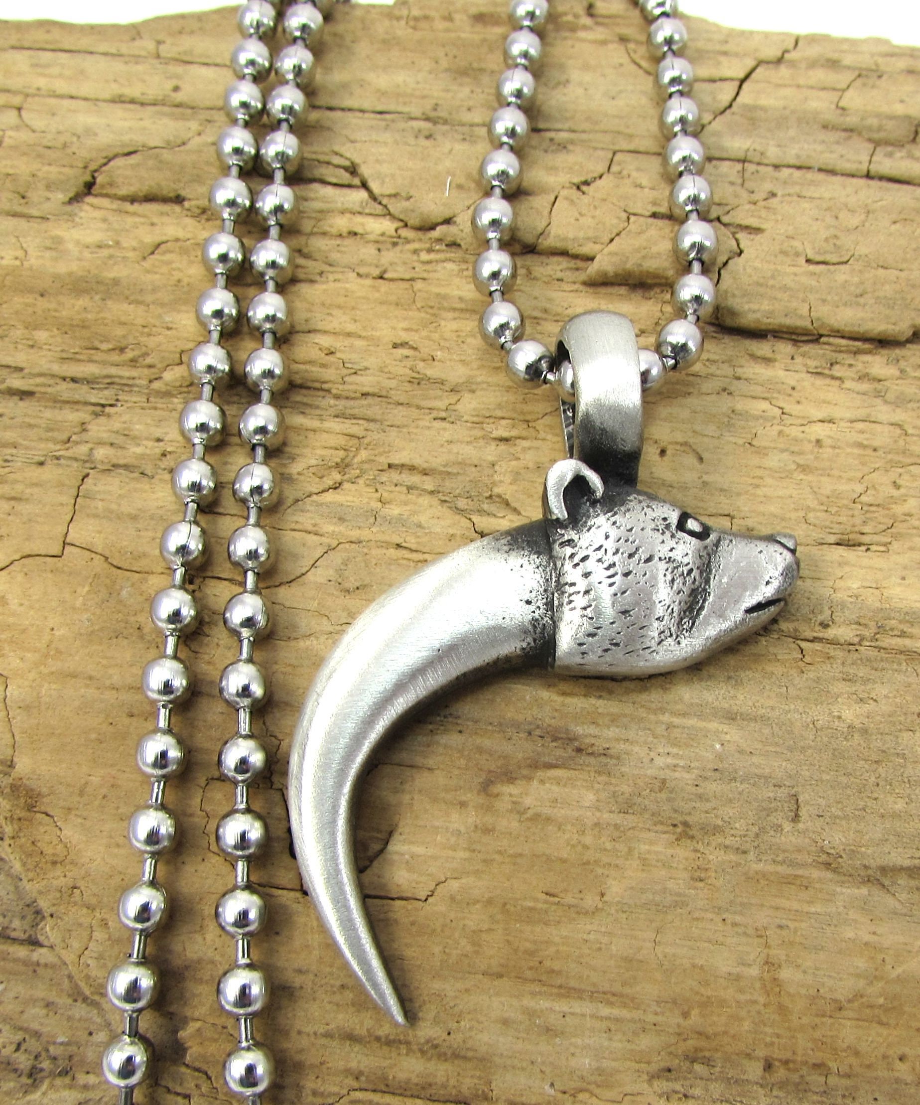 Bear Pendant Necklace, 42x33mm Bear Claw Pendant, Custom