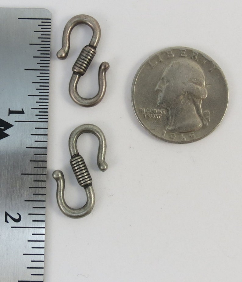 Clasps 12 Item375m Antiqued Silver Finished SHook Clasp with Double