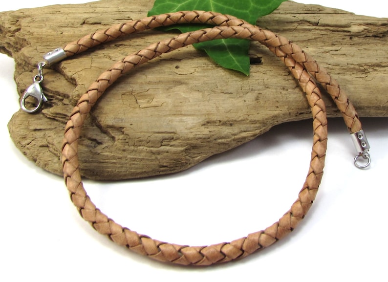 Braided Leather Necklace 5mm Leather Braided Cord Necklace Etsy