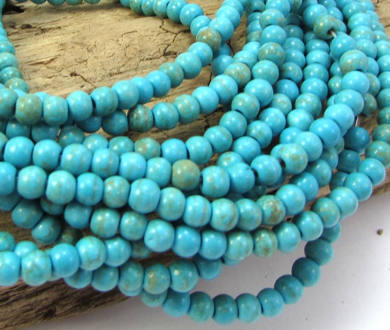 4mm Magnesite Beads, 15 inch Strand, 4mm Blue Beads, Beading Supplies, Jewelry Supplies, Item 1271gsm image 5