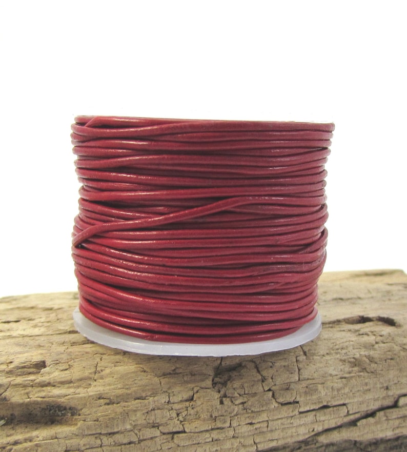 5 Yards Genuine Leather Cord Round Red Size 2mm Jewelry Supplies