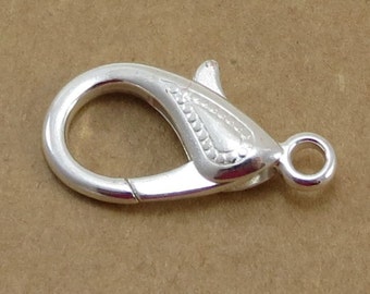 Silver Lobster Claw Clasps, Four (4) 25x15mm Double Sided Teardrop Design Clasps, Jewelry Supplies, Item 1002m