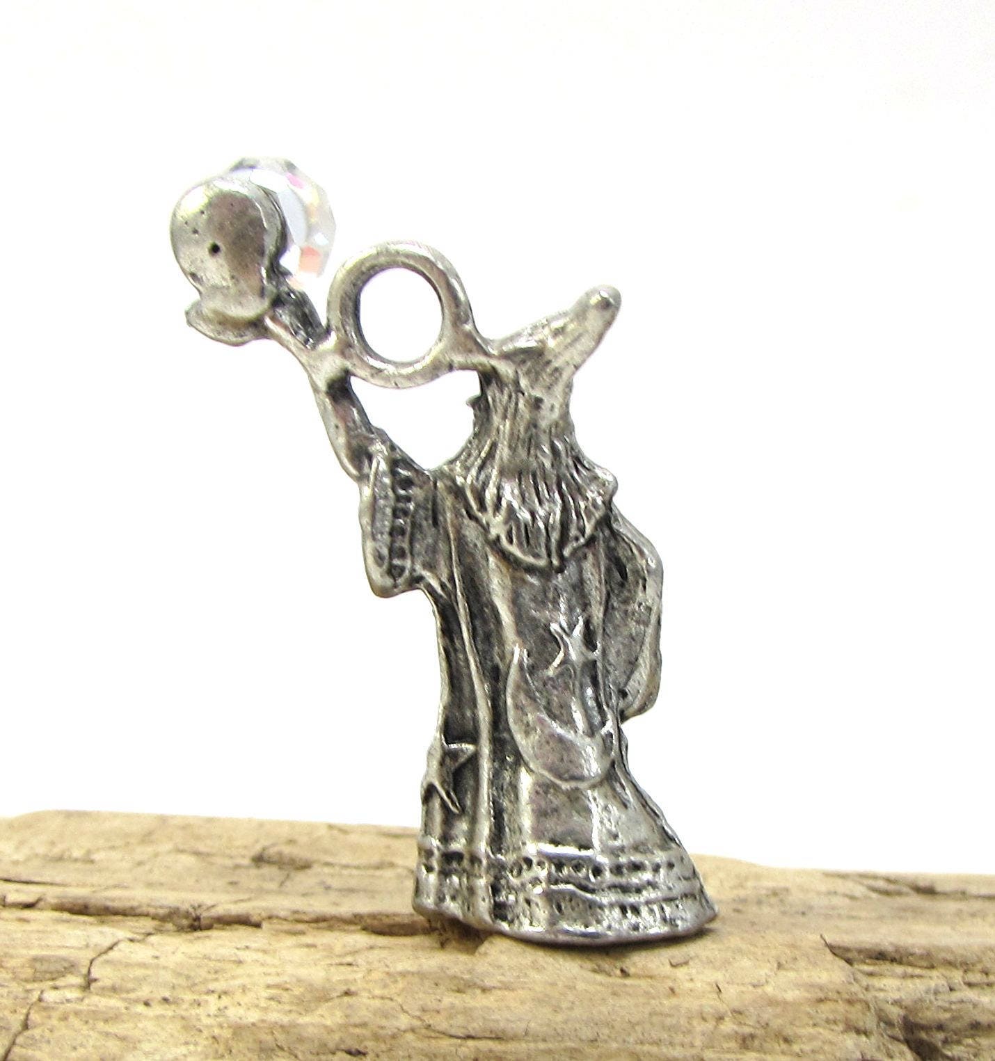 Wizard Pendant, 34x21mm Wizard With Crystal Ball, Item 149p - Etsy