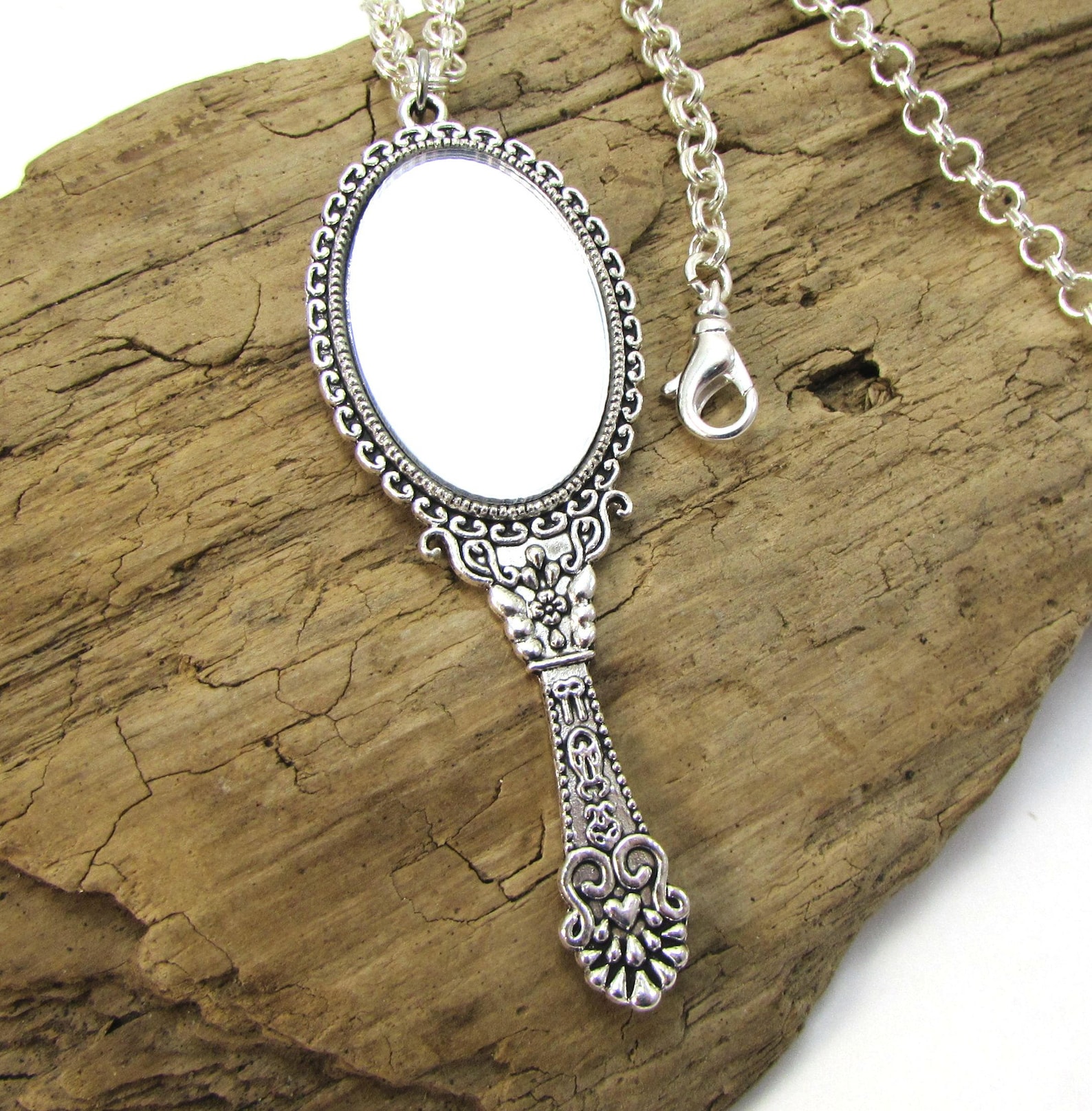 Hand Mirror Necklace Miniature Hand Mirror Pendant 70x26mm Etsy India