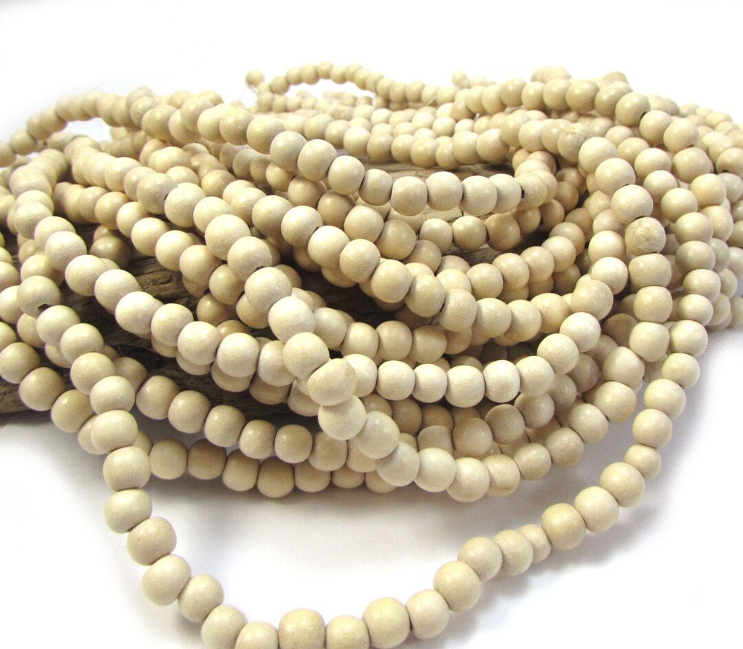6mm Natural Wood Beads, Two (2) 16