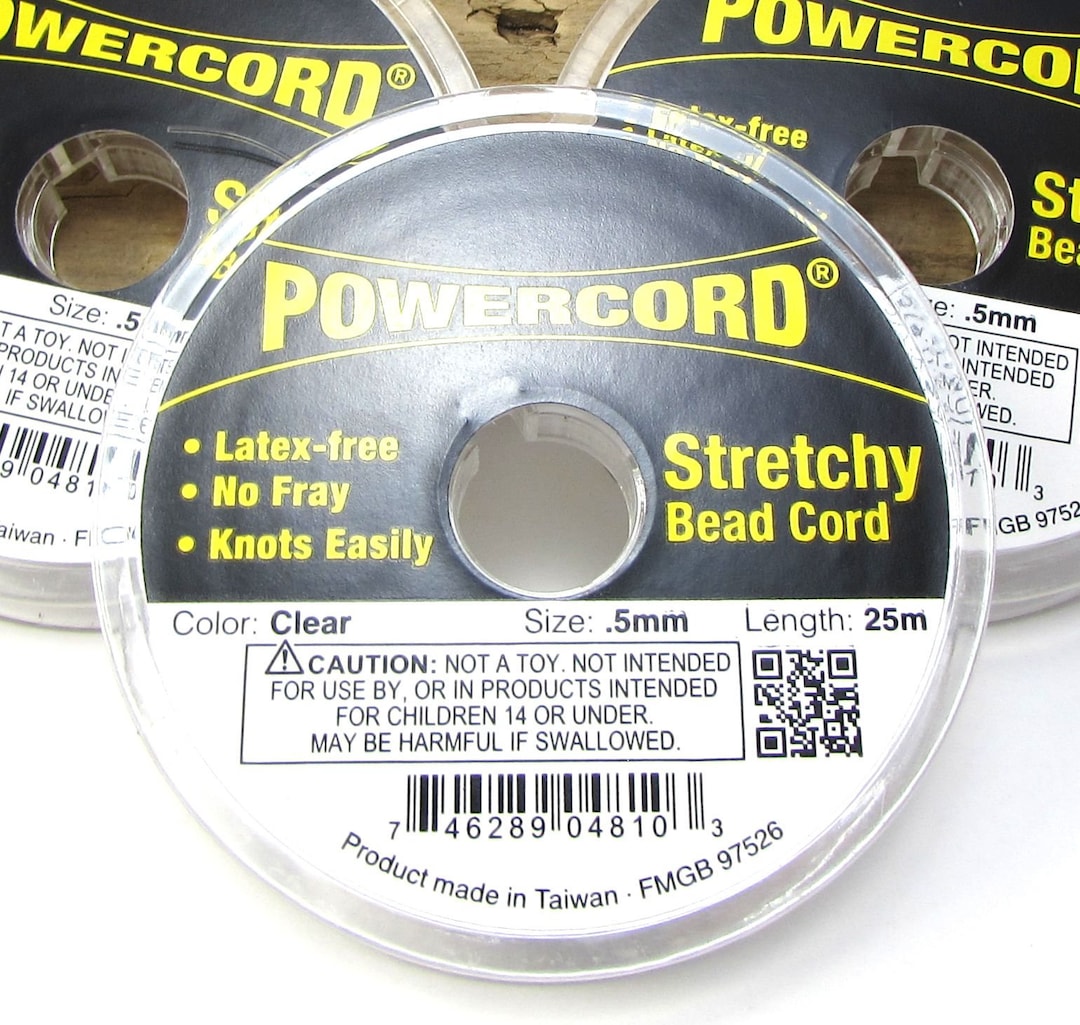 Powercord®, 0.5mm Stretchy Bead Cord, 4 Pound Test Cord, Clear Cord, 25