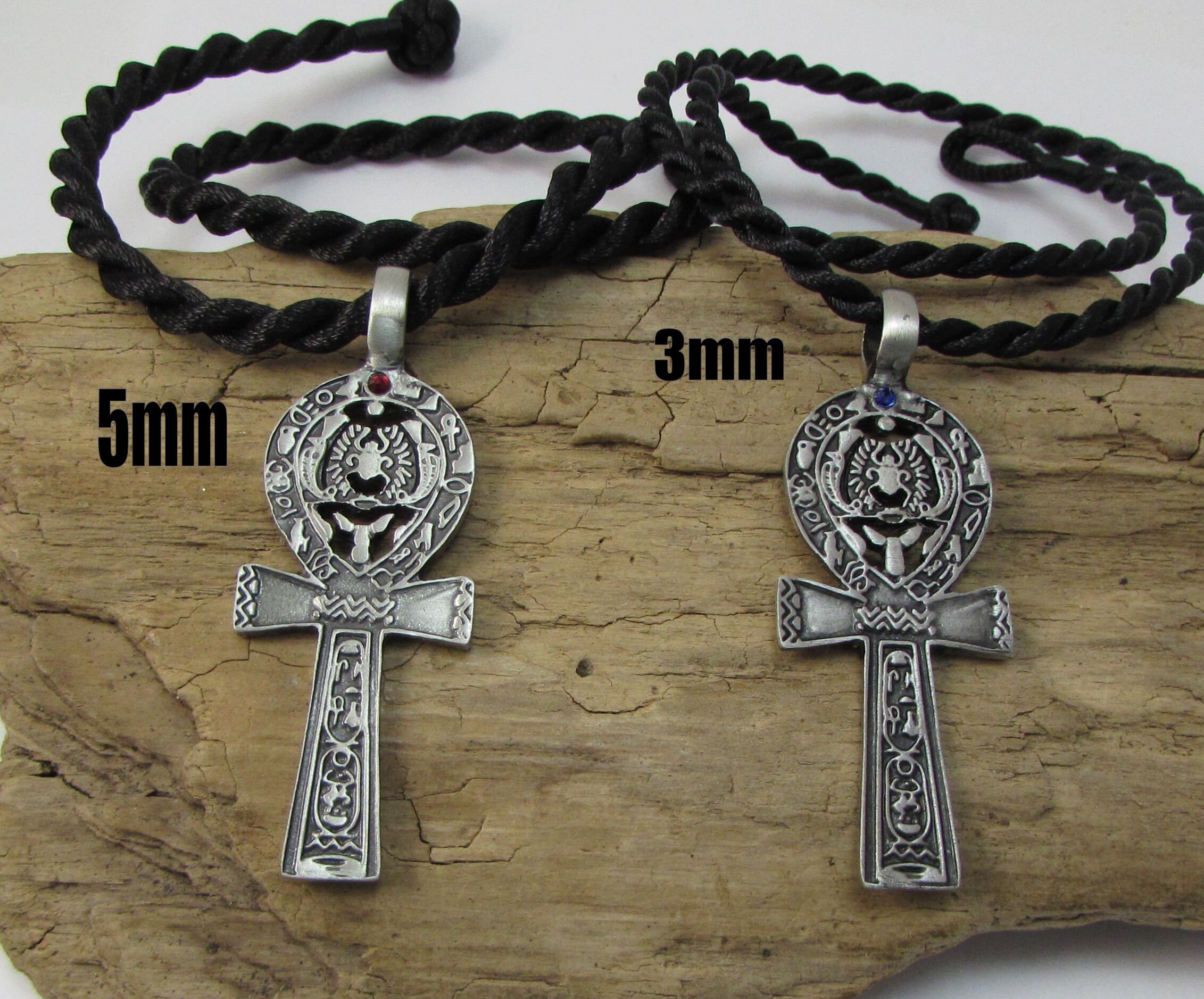 Ankh Necklace, 63x23mm Ankh Pendant, Red Swarovski Crystal