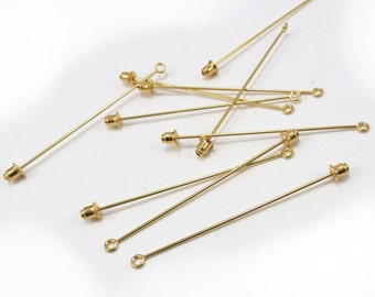 Gold Brooch Pins, Gold Stick Pin, Ten (10) Gold Plated Brass Brooch Pins,  Brooch Pins, Jewelry Supplies, Craft Supplies ,Item 288m