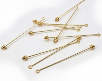 Gold Brooch Pins, Gold Stick Pin, Ten (10) Gold Plated Brass Brooch Pins, Brooch Pins, Jewelry Supplies, Craft Supplies ,Item 288m