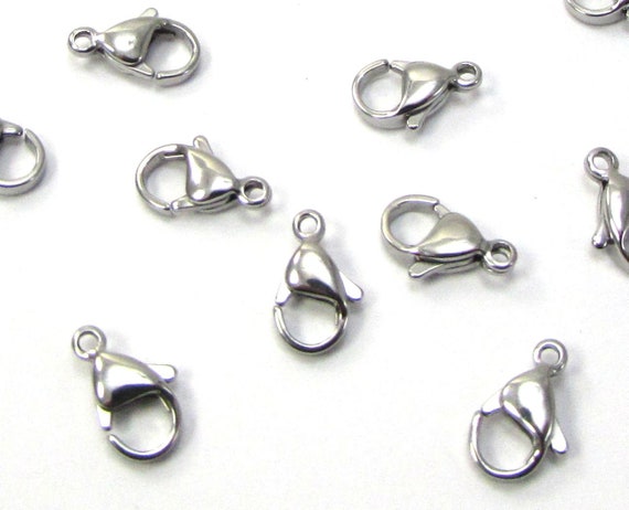 10 Small Stainless Steel Lobster Claw Clasps