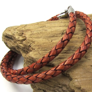 5mm Braided Leather Necklace, 5mm Custom Length & Color Braided Leather Necklace, Item 2395n