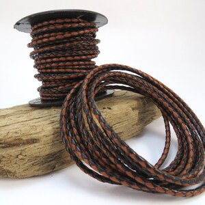 3mm Brown Round Bolo Braided Leather Cord Premium Quality Indian